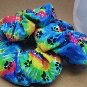 Tie-Dye Paw Print Handmade Scrunchie